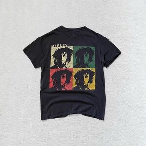 Zion Rootswear Bob Marley Black Graphic Faces Crewneck T-Shirt, Men’s Medium